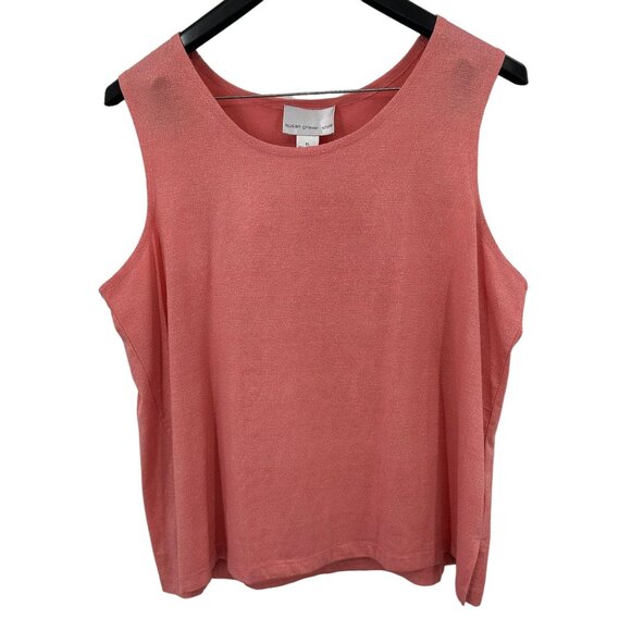 Susan Graver XL Pink Floral Embroidered Metallic Button Tunic Shirt & Tank - Picture 4 of 6